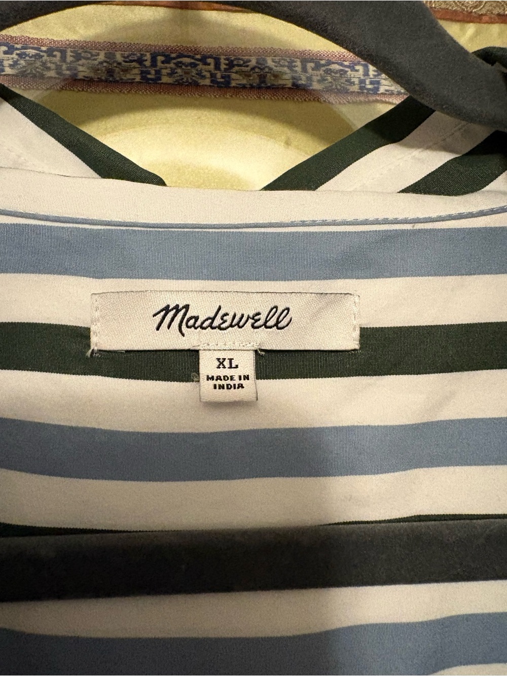 Madewell XL Easy Button-Up Shirt Botanical Green Blue White Stripe Like New - Picture 4 of 4